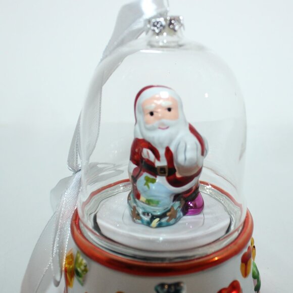 Mr. Christmas Santa Glass Ornament Music Box “We Wish You A Merry Christmas” - Picture 1 of 9